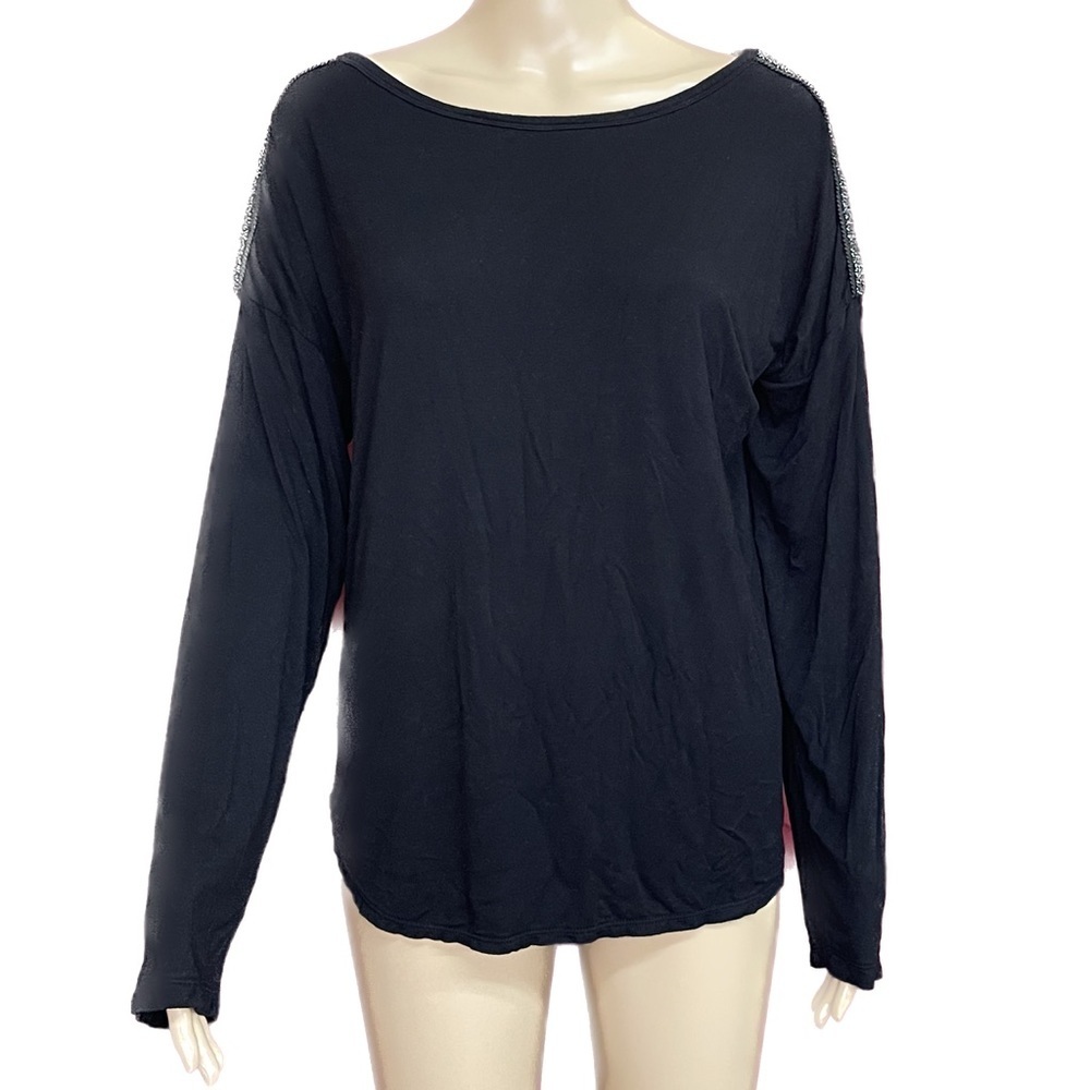 INC International Concepts Black Metallic Trim Sleep Shirt XL